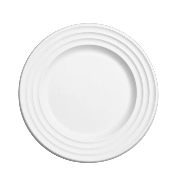 Assiette Canne à Sucre Premium Wave Blanc Ø18cm (50 Unités)