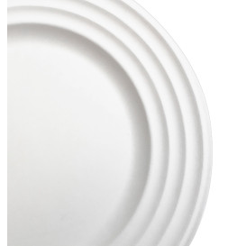 Assiette Canne à Sucre Premium Wave Blanc Ø18cm (50 Unités)