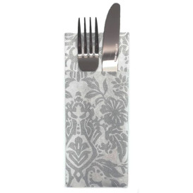 Serviette Kangourou Airlaid "Versailles" Gris 33x40cm 55g/m² (800 Utés)