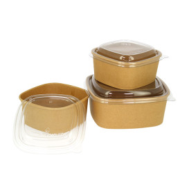 Pot Carré en Carton Kraft 500ml 13x13x5,6cm (50 Utés)