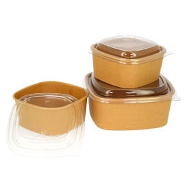 Pot Carré en Carton Kraft 1000ml 17x17x6,5cm (300 Utés)