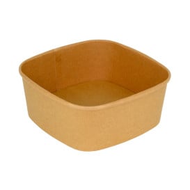 Pot Carré en Carton Kraft 1000ml 17x17x6,5cm (300 Utés)