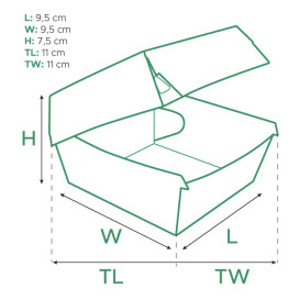 Boîte à Hamburgeur Carton Kraft 11x11x7,5cm (50 Utés)