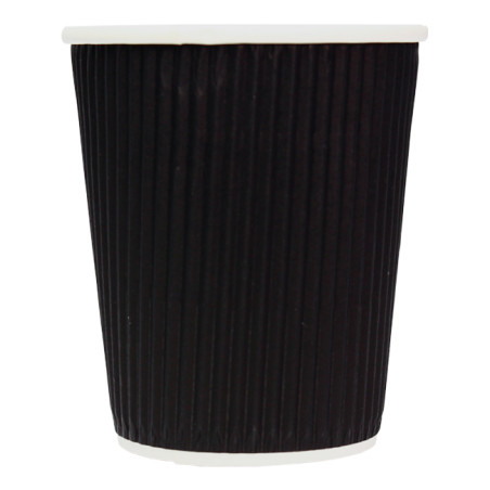 Gobelet Carton 8Oz/250ml Ondulé Noir Ø8cm (500 Unités)