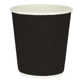 Gobelet Carton 8Oz/250ml Ondulé Noir Ø8cm (500 Unités)