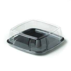 Plateau carré en plastique dur Noir avec Couvercle 40x40cm (5 Utés)