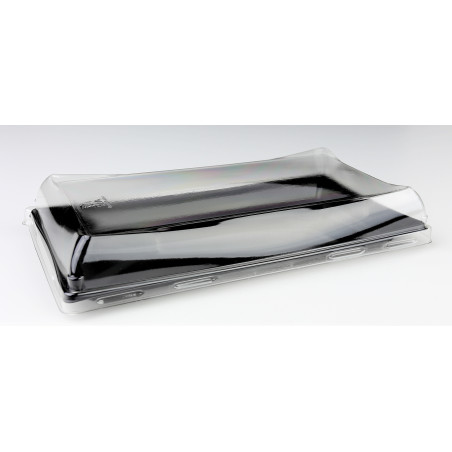 Plateau Plastique Noir avec Couvercle 12x16cm (300 Utés)