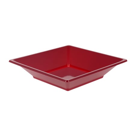 Assiette Plastique Carrée Creuse Bordeaux 170mm (25 Unités)