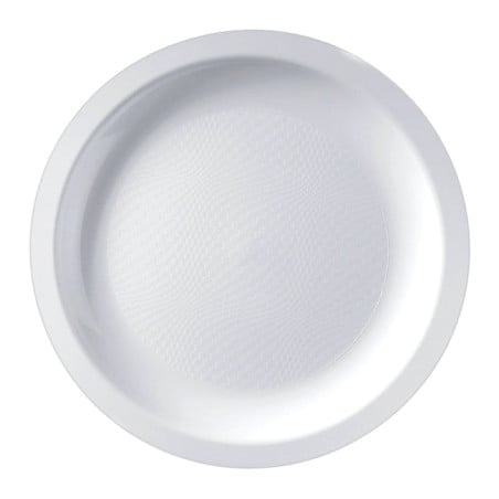 Assiette Dure Réutilisable Plate Blanc PP Ø18,5cm (600 Utés)