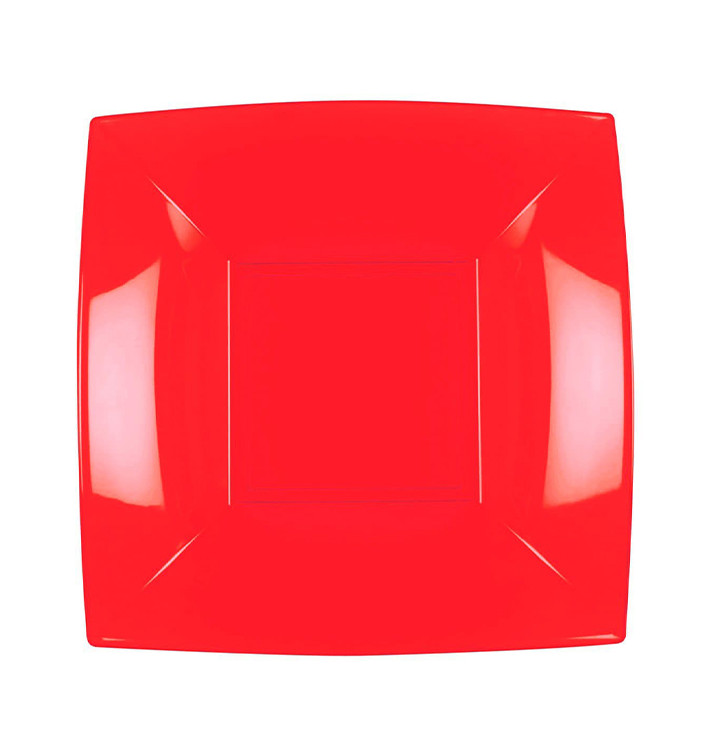 Assiette Plastique Réutilisable Creuse Rouge PP 180mm (300 Utés)