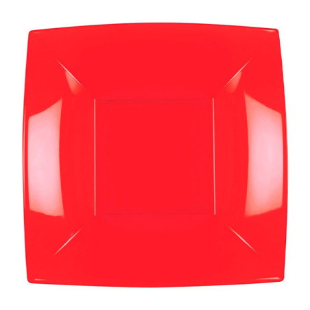 Assiette Dure Réutilisable Creuse Rouge PP 18cm (300 Utés)