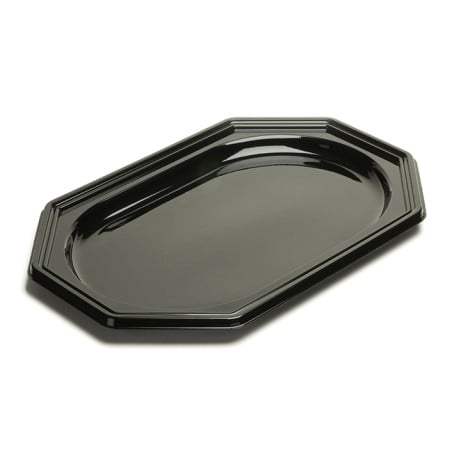 Plateau en Plastique Octogonal Noir 27x19 cm (10 Utés)