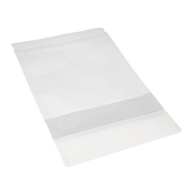 Sac DoyPack avec fermeture et fenêtre Blanc 16+8x26cm (50 Utés)