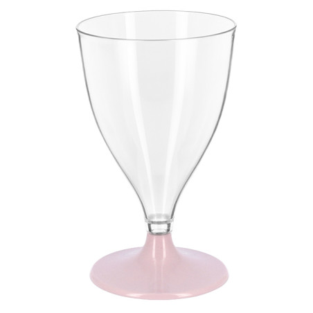 Verre à Vin Réutilisable Durable PS Pied Rose 200ml 2pcs (48 Utés)