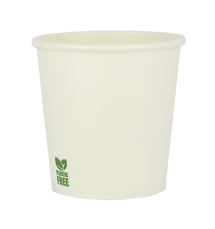 Gobelet en Carton sans Plastique 4Oz/120ml Blanc Ø6,2cm (100 Unités)