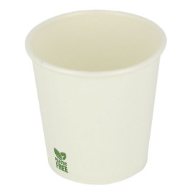 Gobelet en Carton sans Plastique 4Oz/120ml Blanc Ø6,2cm (100 Unités)