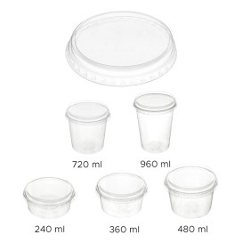 Couvercle Récipient Compostable PLA Transparent 240, 360, 480, 720, 960ml (50 Utés)