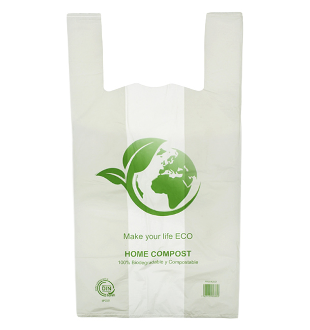 Lot de 200 sacs d'épicerie 100 % certifiés compostables biodégradables pour  t-shirts recyclables - Sacs de remerciement respectueux de l'environnement  et réutilisables - Parfaits pour les : : Maison