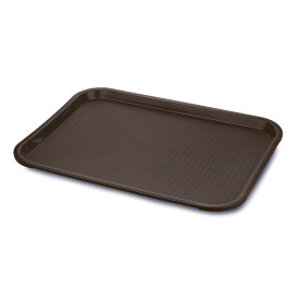 Plateau en Plastique Fast Food Chocolat 27,5x35,5cm (24 Utés)