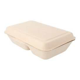 Boîte en Canne à Sucre 2 C Naturel 225x165x64mm (50 Utés)