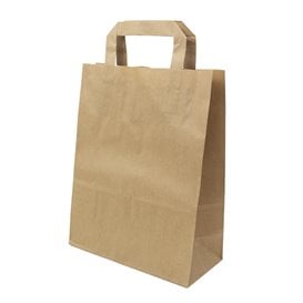 Sacs en Papier Kraft avec Anses Plates 80g/m² 22+10x28cm (50 Unités)