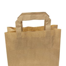 Sacs en Papier Kraft avec Anses Plates 80g/m² 22+10x28cm (50 Unités)