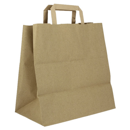 Sacs en Papier Kraft avec Anses Plates 80g/m² 28+17x29cm (50 Utés)