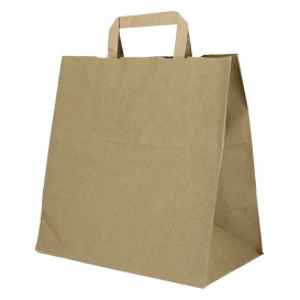 Sacs en Papier Kraft avec Anses Plates 80g/m² 28+17x29cm (50 Unités)