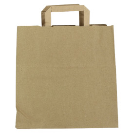 Sacs en Papier Kraft avec Anses Plates 80g/m² 28+17x29cm (50 Unités)