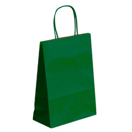 Sac en Papier Kraft Vert avec Anses 80g/m² 26+14x32cm (250 Utés)