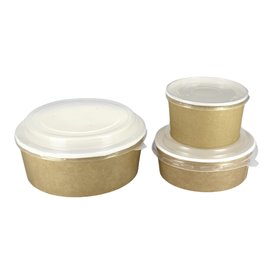 25 Pots Ronds Jetables Kraft avec Couvercles 500 ml / csj-emballages-com