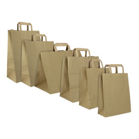 Sacs en Papier Kraft avec Anses Plates 80g/m² 28+17x29cm (50 Unités)