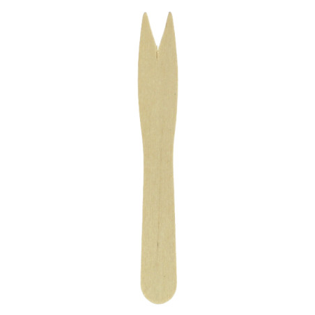 Mini Fourchette en bois Natural 8,5cm (6.000 Unités)