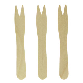 Mini Fourchette en bois Natural 8,5cm (6.000 Unités)