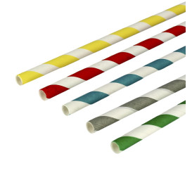 Paille en papier droite assortie Palmes Ø6mm 24cm (1.000 Utés)