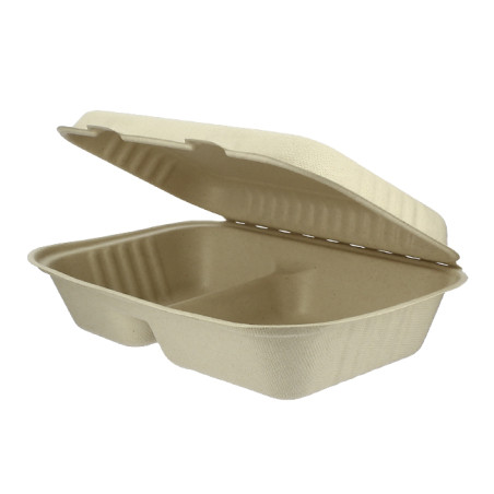 Boîte en Canne à Sucre 2 C Naturel 225x165x64mm (500 Utés)