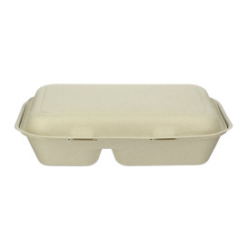 Boîte en Canne à Sucre 2 C Naturel 225x165x64mm (50 Utés)