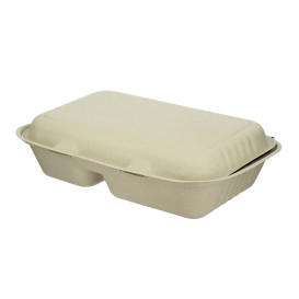 Boîte en Canne à Sucre 2 C Naturel 225x165x64mm (50 Utés)