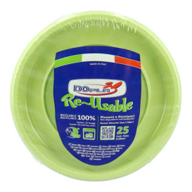 Assiette Plate Réutilisable Economique PS Vert Citron Ø17cm (25 Utés)