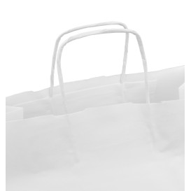 Sac en papier Kraft Blanc avec Anses 100g/m² 35+15x30cm (25 Utés)