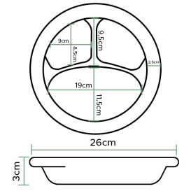 Assiette Thermique FOAM "Quiet Classic" 3 C. Stratifié Noir Ø260mm (500 Utés)