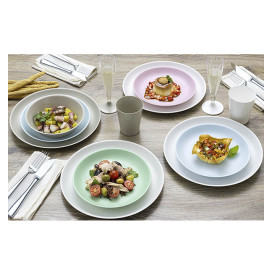 Assiette Réutilisable Durable PP Minéral Anthracite Ø18cm (6 Utés)