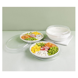 Couvercle Compostable PLA Transparent Bol 355 et 470ml (50 Utés)