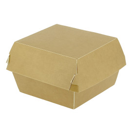 Boîte à Hamburger Carton Kraft Double Fermeture 11x11x7,5cm (450 Utés)