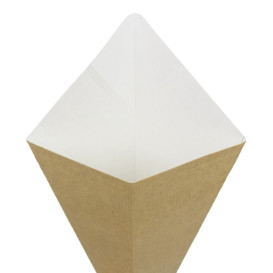 Cornet Carton Kraft avec Compartiment Sauce 270mm 250g (1.200 Utés)