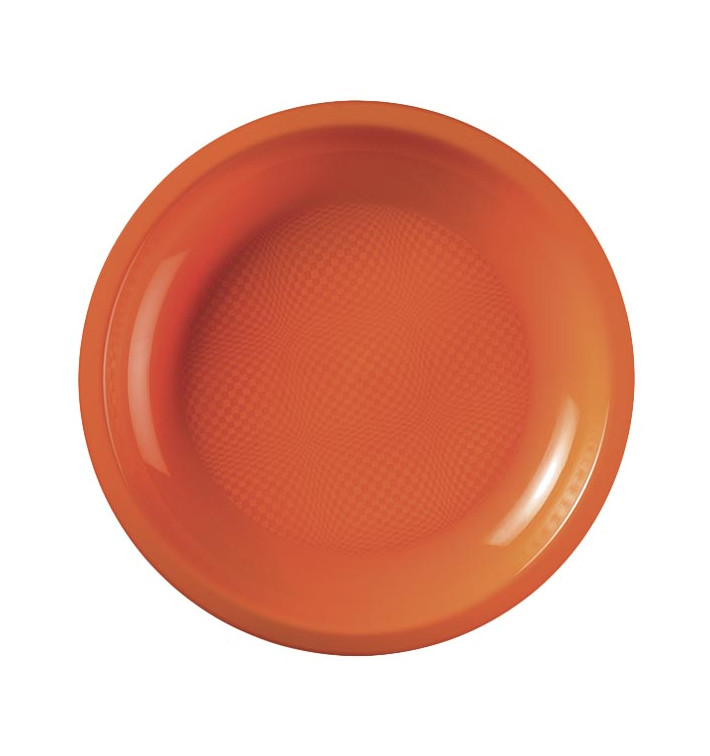 Assiette Plastique Réutilisable Plate Orange PP Ø185mm (600 Utés)