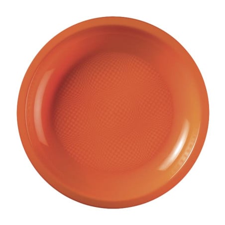 Assiette Plastique Réutilisable Plate Orange PP Ø185mm (600 Utés)