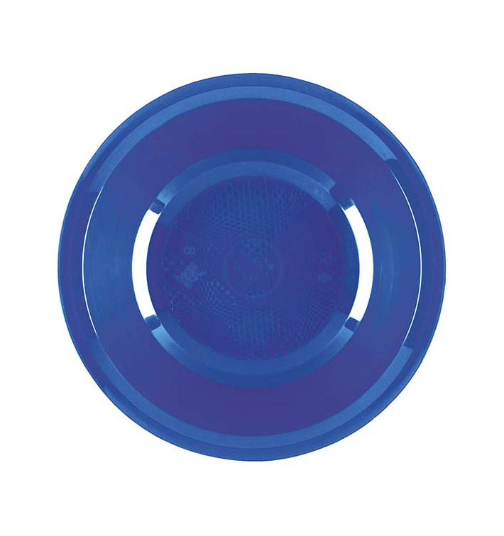 Assiette Plastique Réutilisable Creuse Bleu Mediterranée PP Ø195mm (600 Utés)