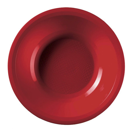 Assiette Dure Réutilisable Creuse Rouge PP Ø19,5cm (50 Utés)