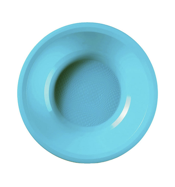 Assiette Plastique Réutilisable Creuse Turquoise PP Ø195mm (50 Utés)